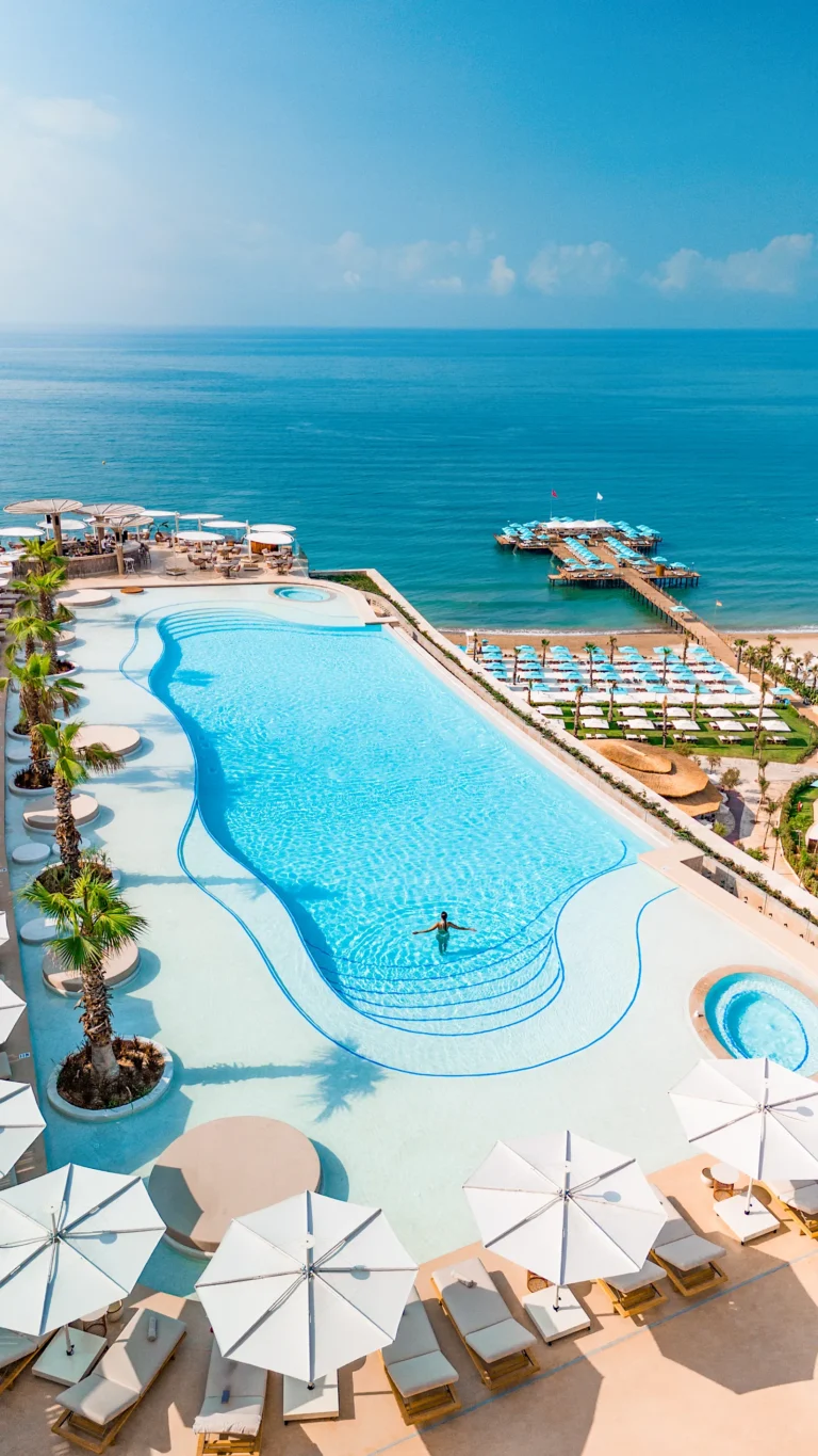 Salon et bar avec piscine à débordement